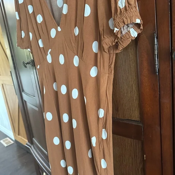 A New Day Brown Puff Sleeve Wrap Maxi Dress - Picture 3 of 4